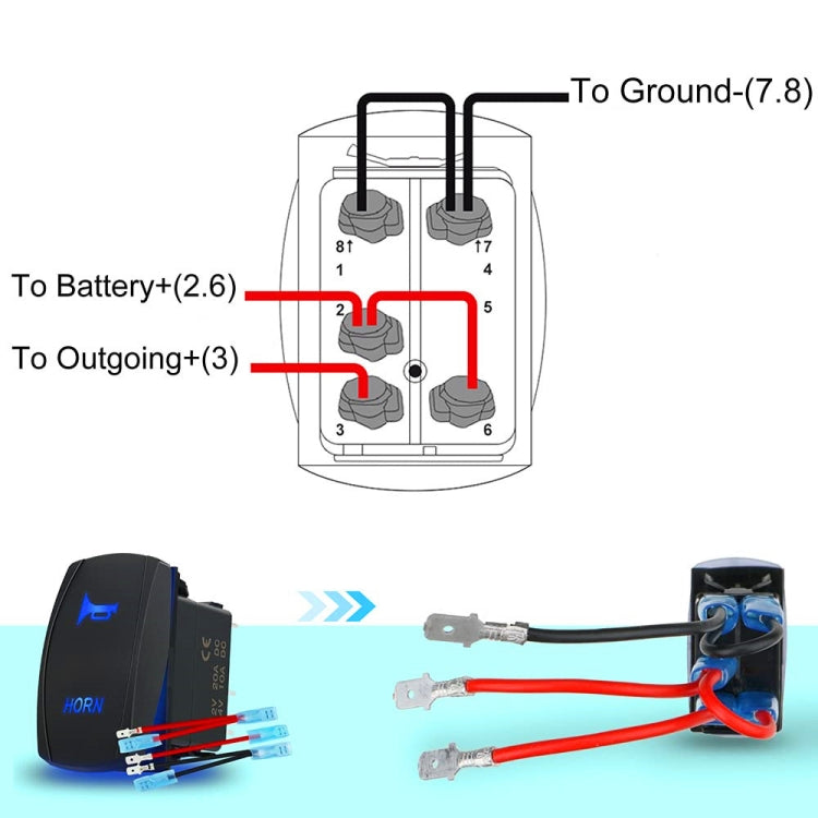 12 20A / 24V 10A Car Horn Rocker Switch with Jumper Set - Car Switches by buy2fix | Online Shopping UK | buy2fix