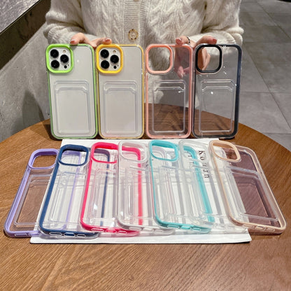 For iPhone 15 Pro Max 360 Clear PC Hybrid  TPU Phone Case with Card Slot(Yellow) - iPhone 15 Pro Max Cases by buy2fix | Online Shopping UK | buy2fix