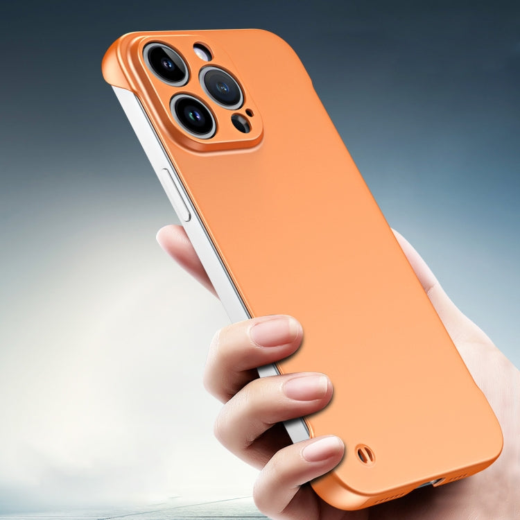 For iPhone 15 Pro Max Frameless Metallic Paint Hybrid PC Phone Case(Orange) - iPhone 15 Pro Max Cases by buy2fix | Online Shopping UK | buy2fix