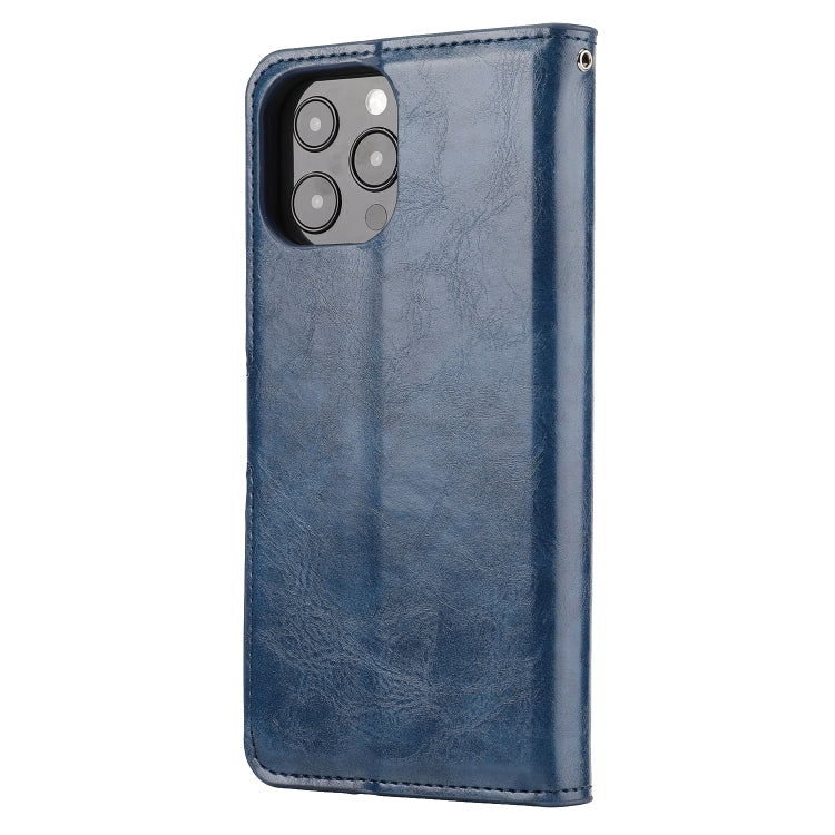 For iPhone 15 Pro Max Crazy Horse Texture Detachable Horizontal Flip PU Case(Blue) - iPhone 15 Pro Max Cases by buy2fix | Online Shopping UK | buy2fix