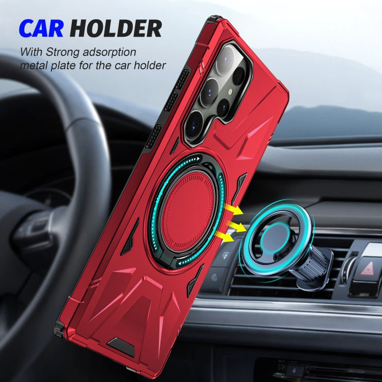 For Samsung Galaxy S24 Ultra 5G MagSafe Magnetic Shockproof Phone Case with Ring Holder(Red) - Galaxy S24 Ultra 5G Cases by buy2fix | Online Shopping UK | buy2fix