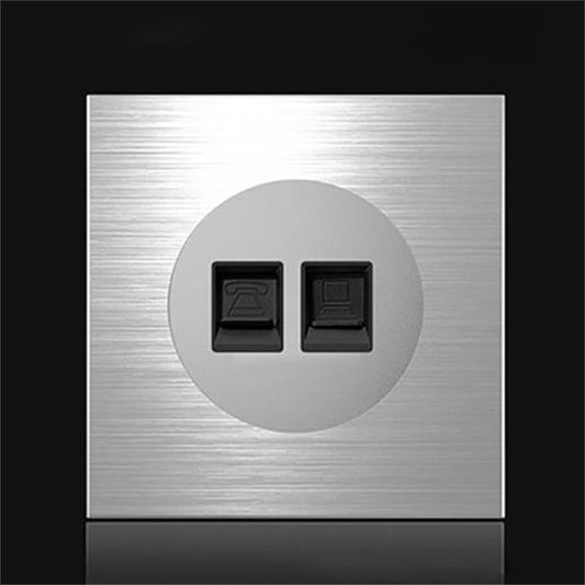 86mm Gray Aluminum Wire Drawing LED Switch Panel, Style:Telephone-Computer Socket -  by buy2fix | Online Shopping UK | buy2fix