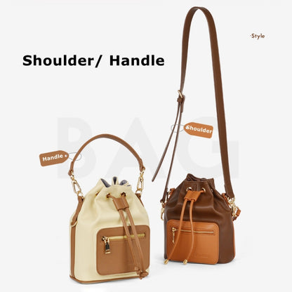 Cwatcun D82 Bundle Drawstring Lens Bag PU Crossbody Camera Bag(Coffee) - Strap Satchel by Cwatcun | Online Shopping UK | buy2fix