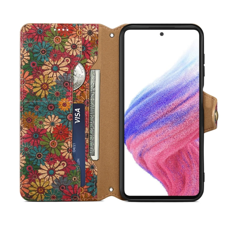 For Samsung Galaxy A05s Denior Flower Language Series Cork Fabric Oil Edge Leather Phone Case(Spring) - Galaxy Phone Cases by Denior | Online Shopping UK | buy2fix