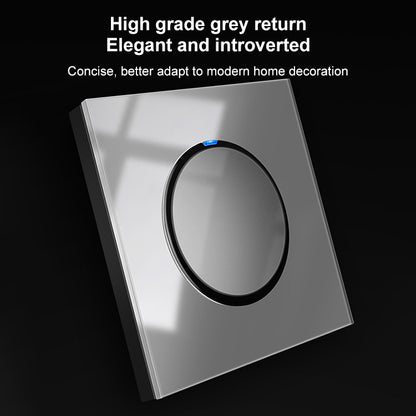 86mm Round LED Tempered Glass Switch Panel, Gray Round Glass, Style:One Open Dual Control - Switch by buy2fix | Online Shopping UK | buy2fix