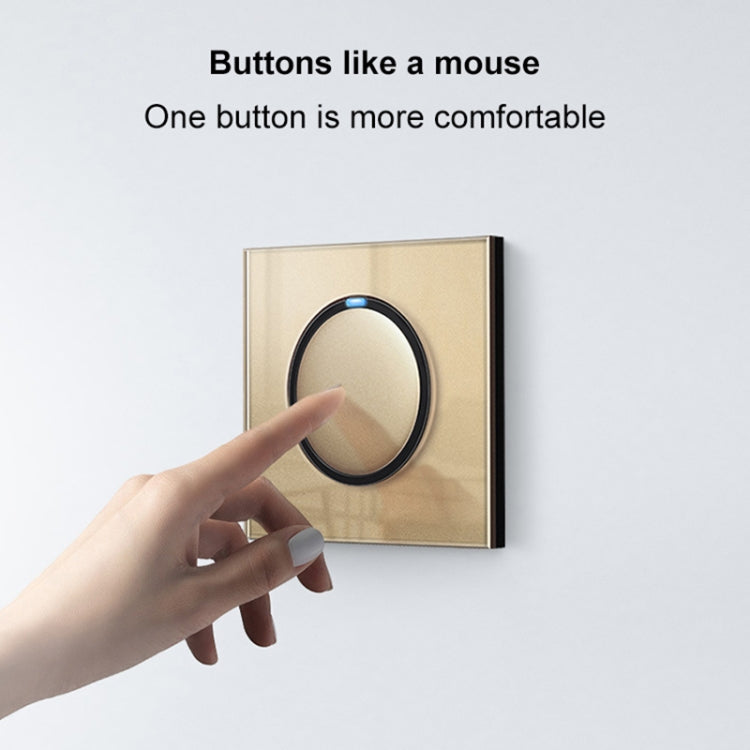 86mm Round LED Tempered Glass Switch Panel, Gold Round Glass, Style:Telephone-TV Socket - Consumer Electronics by buy2fix | Online Shopping UK | buy2fix