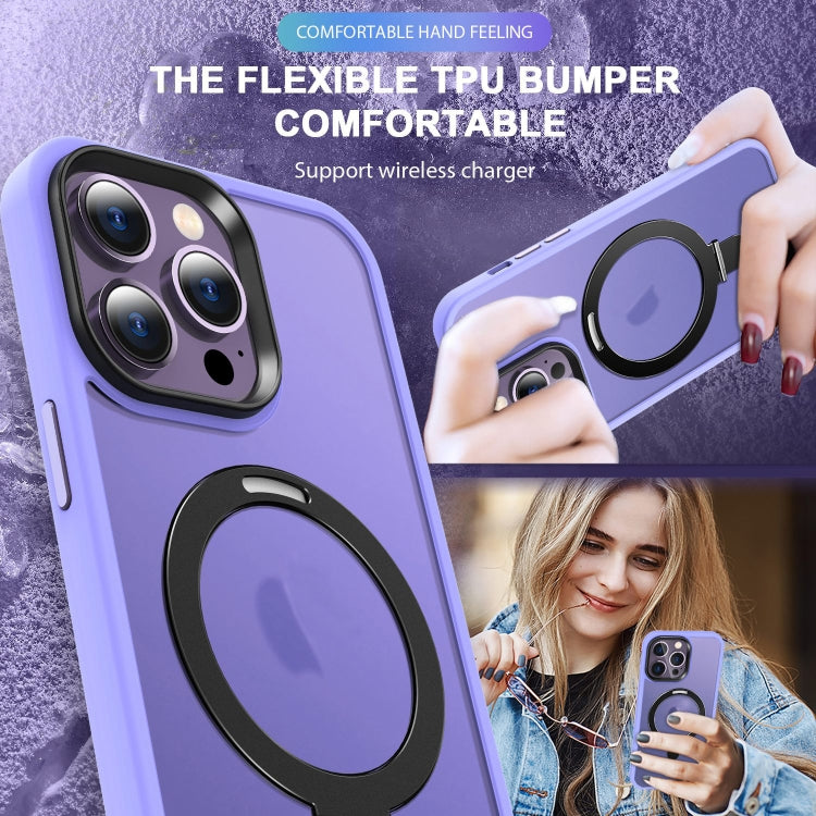 For iPhone 13 Pro MagSafe Holder Skin-feel PC Hybrid TPU Phone Case(Purple) - iPhone 13 Pro Cases by buy2fix | Online Shopping UK | buy2fix