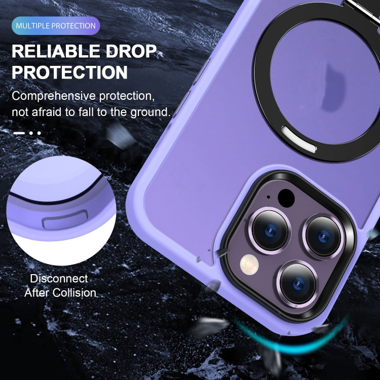 For iPhone 13 Pro MagSafe Holder Skin-feel PC Hybrid TPU Phone Case(Purple) - iPhone 13 Pro Cases by buy2fix | Online Shopping UK | buy2fix