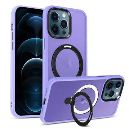 For iPhone 12 Pro Max MagSafe Holder Skin-feel PC Hybrid TPU Phone Case(Purple) - iPhone 12 Pro Max Cases by buy2fix | Online Shopping UK | buy2fix