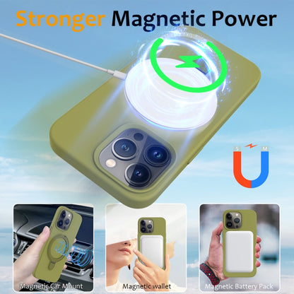 For iPhone 12 Pro Max MagSafe Magnetic Liquid Silicone Phone Case with Ring Holder(Willow Green) - iPhone 12 Pro Max Cases by buy2fix | Online Shopping UK | buy2fix