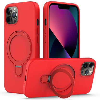 For iPhone 12 Pro MagSafe Magnetic Liquid Silicone Phone Case with Ring Holder(Red) - iPhone 12 / 12 Pro Cases by buy2fix | Online Shopping UK | buy2fix