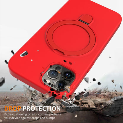 For iPhone 12 Pro MagSafe Magnetic Liquid Silicone Phone Case with Ring Holder(Red) - iPhone 12 / 12 Pro Cases by buy2fix | Online Shopping UK | buy2fix