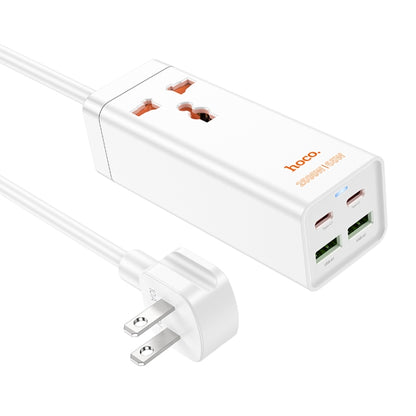 hoco AC10 Barry PD65W 2Type-C+2USB Ports with 1 Socket Desktop Charger, Cable Length: 1.5m, US Plug(White) - Extension Socket by hoco | Online Shopping UK | buy2fix