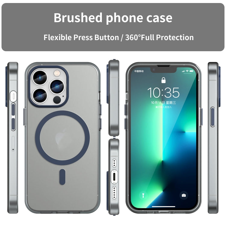 For iPhone 13 Pro MagSafe Frosted Translucent TPU + PC Full Coverage Phone Case(Dark Blue) - iPhone 13 Pro Cases by buy2fix | Online Shopping UK | buy2fix