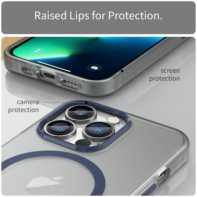 For iPhone 13 Pro MagSafe Frosted Translucent TPU + PC Full Coverage Phone Case(Dark Blue) - iPhone 13 Pro Cases by buy2fix | Online Shopping UK | buy2fix