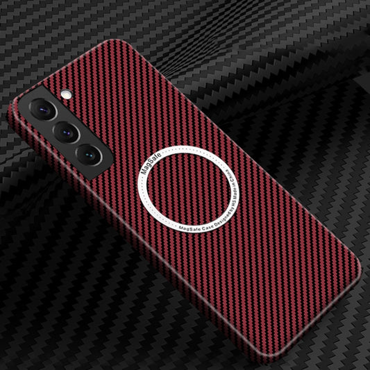 For Samsung Galaxy S24+ 5G Carbon Fiber Texture MagSafe Magnetic Phone Case(Red) - Galaxy S24+ 5G Cases by buy2fix | Online Shopping UK | buy2fix