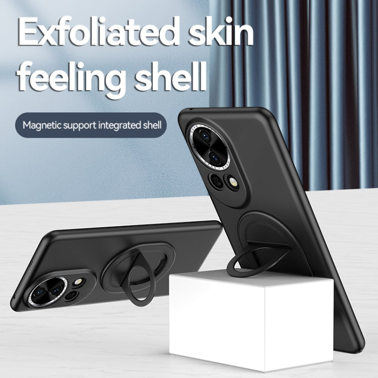 For Huawei nova 12 Lite Magsafe Hidden Fold Holder Full Coverage Shockproof Phone Case(Black) - Huawei Cases by buy2fix | Online Shopping UK | buy2fix