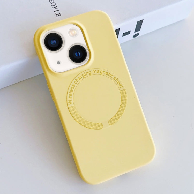 For iPhone 14 MagSafe Magnetic Liquid Silicone Phone Case(Yellow) - iPhone 14 Cases by buy2fix | Online Shopping UK | buy2fix