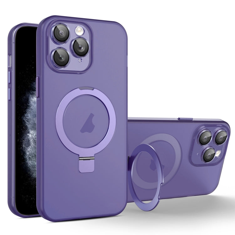 For iPhone 11 Pro MagSafe Holder PC Hybrid TPU Phone Case(Deep Purple) - iPhone 11 Pro Cases by buy2fix | Online Shopping UK | buy2fix