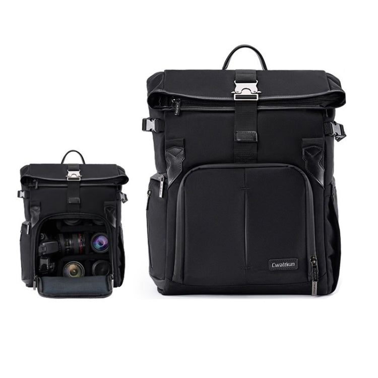 Cwatcun D95 Large Capacity Photography Backpack Shoulders Laptop Camera Bag, Size:30.5 x 18 x 38cm(Dark Black) - Backpack by Cwatcun | Online Shopping UK | buy2fix