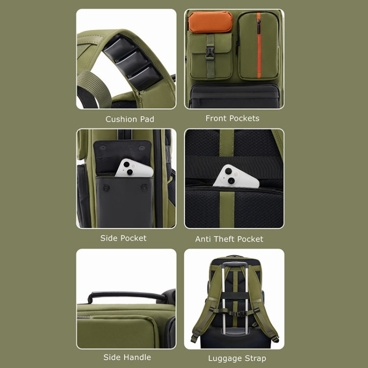 Cwatcun D117 Large Capacity Photography Backpack Shoulders Laptop Camera Bag, Size:43.3 x 33 x 13cm(Army Green) - Backpack by Cwatcun | Online Shopping UK | buy2fix