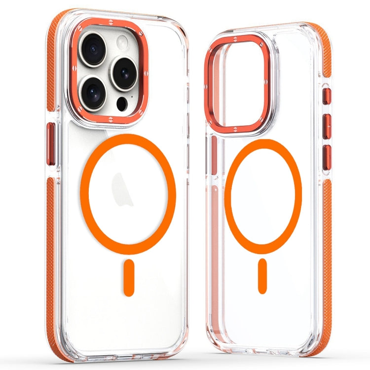 For iPhone 15 Pro Max Dual-Color Clear Acrylic Hybrid TPU MagSafe Phone Case(Orange) - iPhone 15 Pro Max Cases by buy2fix | Online Shopping UK | buy2fix