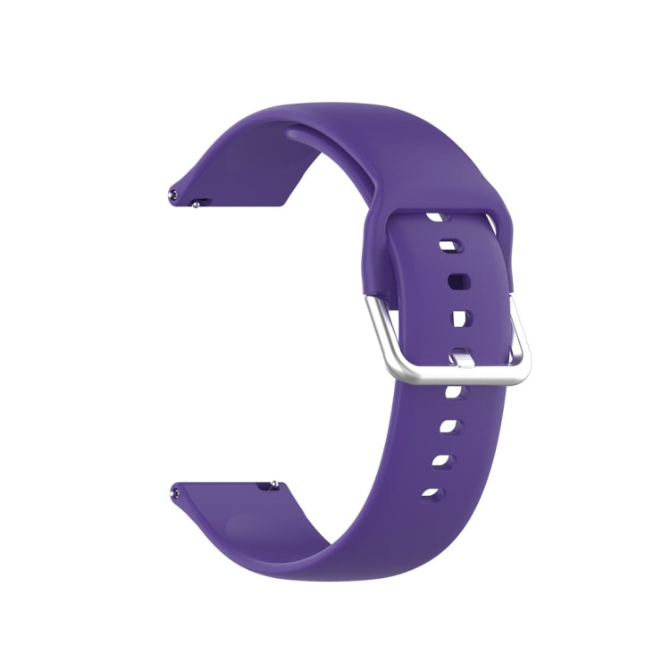 For Xiaomi Haylou Solar LS05 Silicone Solid Color Silver Buckle Watch Band, Size: 22mm(Purple) - Smart Wear by buy2fix | Online Shopping UK | buy2fix