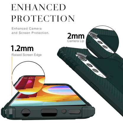 For LG Velvet / G9 Carbon Fiber Protective Case with 360 Degree Rotating Ring Holder(Green) - Mobile Accessories by buy2fix | Online Shopping UK | buy2fix