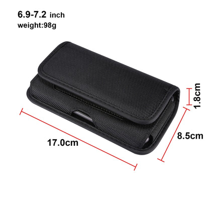 Durable Oxford Cloth Horizontal Plate Hanging Waist Phone Waist Pack Leather Case with Card Slot, Suitable for 6.9-7.2 inch Smartphones(Black) - Mobile Accessories by buy2fix | Online Shopping UK | buy2fix