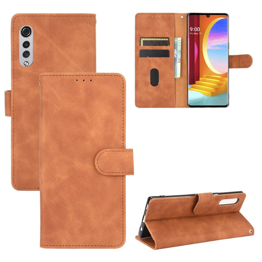 For LG Velvet Solid Color Skin Feel Magnetic Buckle Horizontal Flip Calf Texture PU Leather Case with Holder & Card Slots & Wallet(Brown) - Mobile Accessories by buy2fix | Online Shopping UK | buy2fix