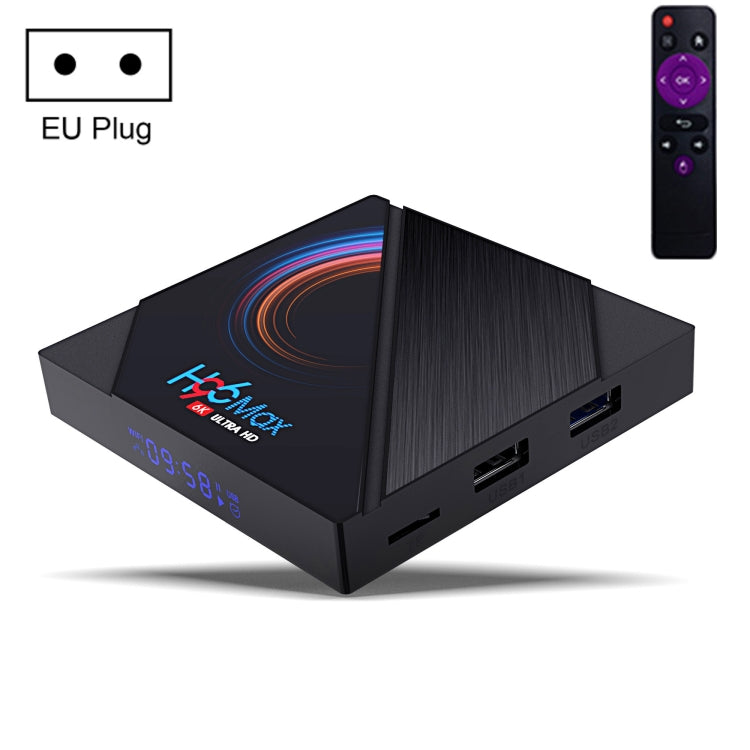 H96 Max 6K Ultra HD Smart TV Box with Remote Controller, Android 10.0, Allwinner H616 Quad Core ARM Cortex-A53, 2GB+16GB, Support TF Card / USBx2 / AV / HDMI / WIFI, EU Plug - Allwinner H6 by buy2fix | Online Shopping UK | buy2fix