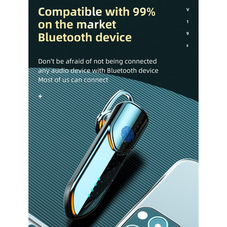 V19S Bluetooth 5.0 Business Style Fingerprint Touch Bluetooth Earphone(Blue) - Bluetooth Earphone by buy2fix | Online Shopping UK | buy2fix