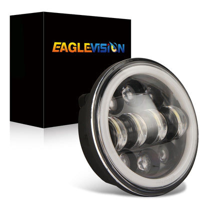 EagleVision DC9-30V 35W 6000K 4000LM 5.75 inch Round Motorcycle 6LEDs Headlight with Angel Eye for Harley-Davidson - Headlights by buy2fix | Online Shopping UK | buy2fix