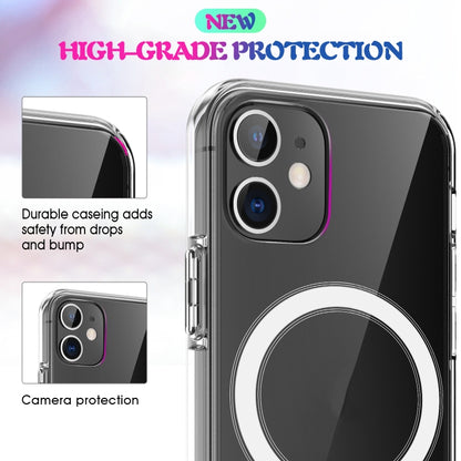 For iPhone 12 / 12 Pro Magsafe Case Simple Magnetic Ring All-inclusive Clear Crystal Acrylic PC +TPU Shockproof Case(Transparent) - iPhone 12 / 12 Pro Cases by buy2fix | Online Shopping UK | buy2fix