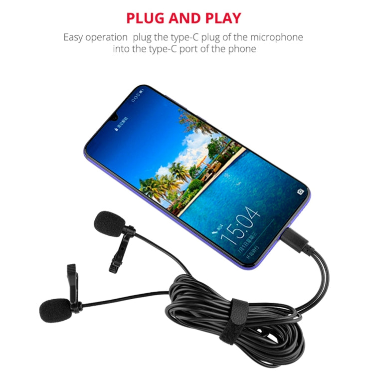 YELANGU MY3 Type-C Interface Live Broadcast Interview Mobile Phone Double Clip Lavalier Microphone, Length: 2.5m - Consumer Electronics by YELANGU | Online Shopping UK | buy2fix