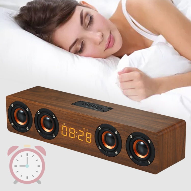 W8C Wooden Clock Subwoofer Bluetooth Speaker, Support TF Card & U Disk & 3.5mm AUX(Brown Wood) - Desktop Speaker by buy2fix | Online Shopping UK | buy2fix