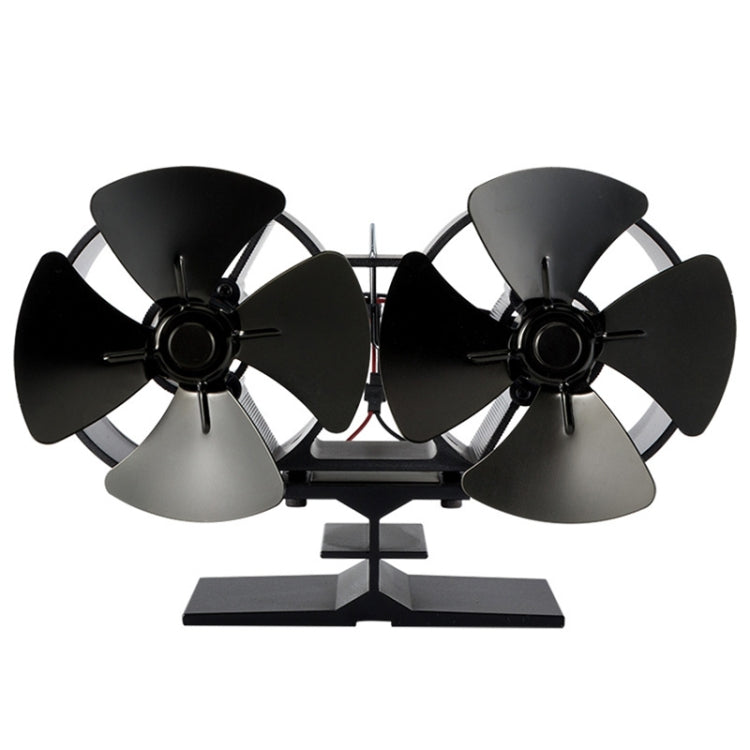 Double Head 8-Blade Aluminum Heat Powered Fireplace Stove Fan - Consumer Electronics by buy2fix | Online Shopping UK | buy2fix