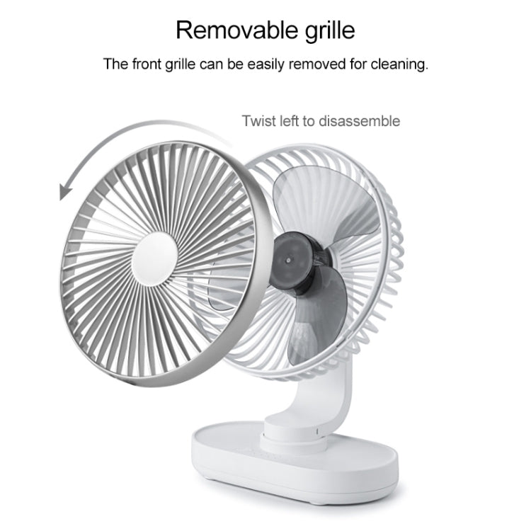 D77 4W Micro USB & USB-C / Type-C Rechargeable Portable Four-speed Adjustable Automatic Head Shaking Desktop Fan(Silver) - Consumer Electronics by buy2fix | Online Shopping UK | buy2fix