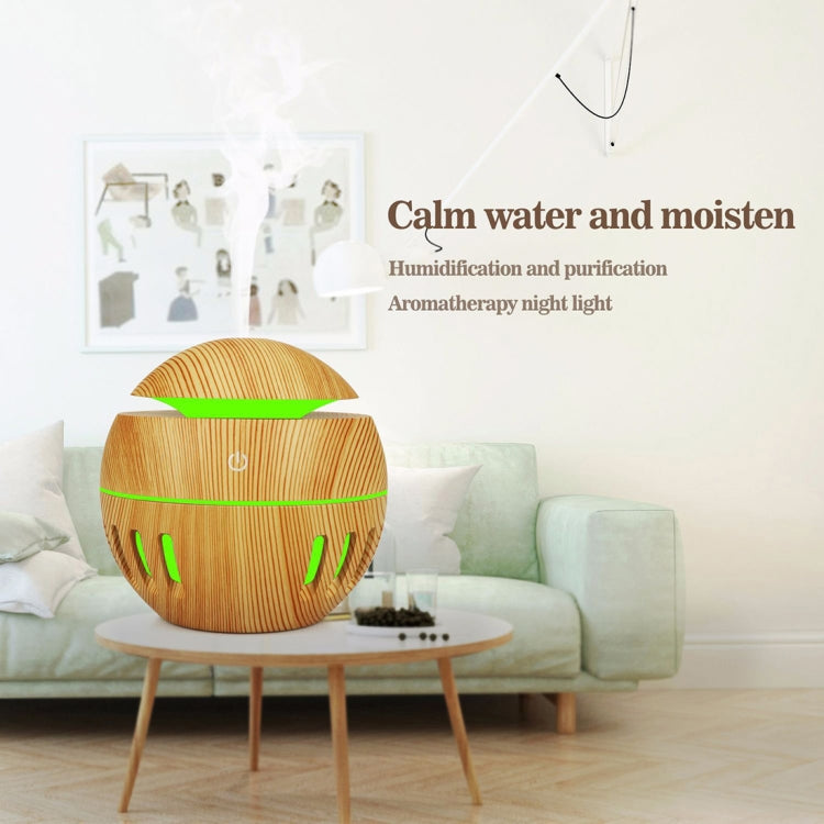 Wood Grain USB Hollowed-out Humidifier Seven Color Aromatherapy Lamp Automatic Alcohol Sprayer with Remote Control(White-3) - Home & Garden by buy2fix | Online Shopping UK | buy2fix