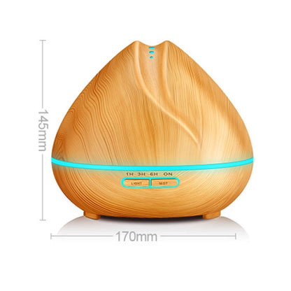 Peach Shape Wood Grain Remote Control Ultrasonic Humidifier Aromatherapy Machine Automatic Alcohol Sprayer with LED Lights, Capacity: 400mL, AU Plug (Light Wood Color) - Home & Garden by buy2fix | Online Shopping UK | buy2fix