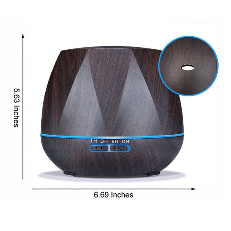 Diamond Wood Grain Remote Control Ultrasonic Humidifier Aromatherapy Machine Automatic Alcohol Sprayer with LED Lights, Capacity: 400mL, EU Plug (Dark Wood Color) - Home & Garden by buy2fix | Online Shopping UK | buy2fix