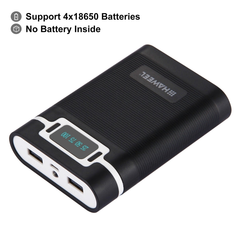 HAWEEL DIY 4 x 18650 Battery (Not Included) 10000mAh Power Bank Shell Box with 2 x USB Output & Display for iPhone, Galaxy, Sony, HTC, Google, Huawei, Xiaomi, Lenovo and other Smartphones(Black) - Power Bank Box by HAWEEL | Online Shopping UK | buy2fix