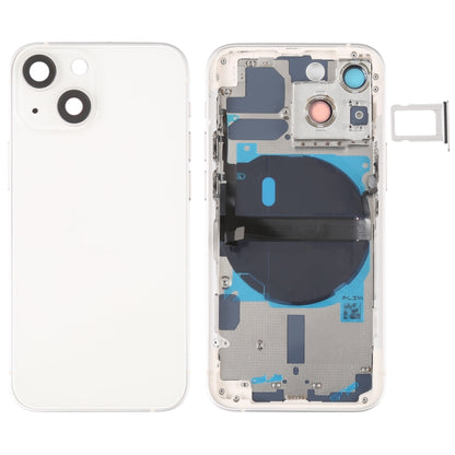 For iPhone 13 mini Battery Back Cover with Side Keys & Card Tray & Power + Volume Flex Cable & Wireless Charging Module(White) - Repair & Spare Parts by buy2fix | Online Shopping UK | buy2fix