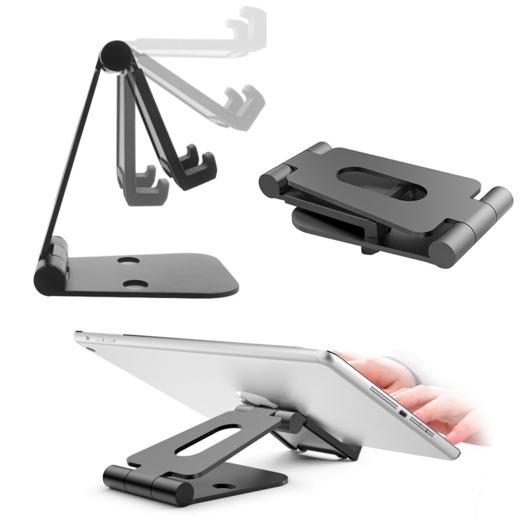 Universal Aluminum Alloy Foldable Adjustable Holder Stand, for iPad, Samsung, Lenovo, Sony, and other Tablet(Black) - Desktop Holder by buy2fix | Online Shopping UK | buy2fix