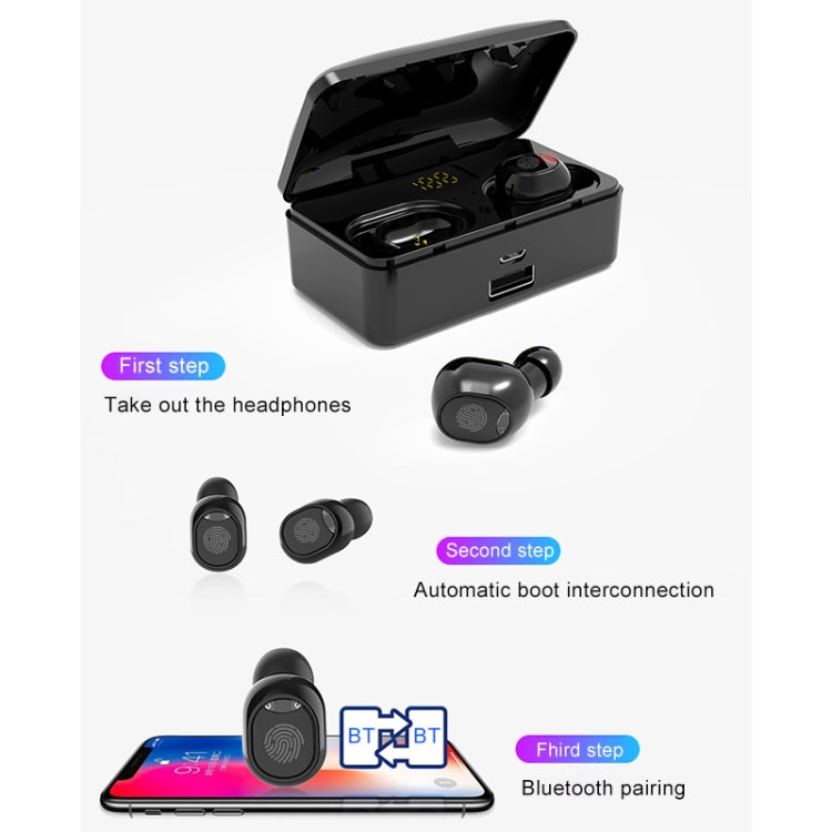 G10 TWS Bluetooth 5.0 Wireless Bluetooth Earphone with Charging Box, Support Digital Display & HD Call & Power Bank(Black) - TWS Earphone by buy2fix | Online Shopping UK | buy2fix