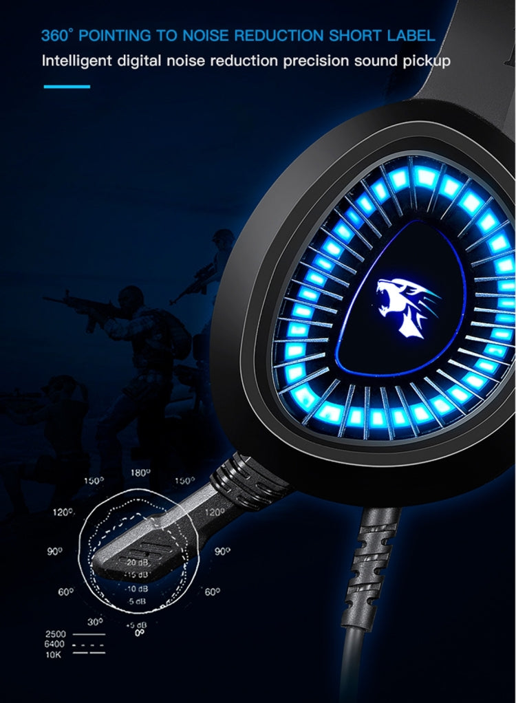 HAMTOD V1000 Dual-3.5mm Plug Interface Gaming Headphone Headset with Mic & LED Light, Cable Length: 2.1m(Blue) - Multimedia Headset by HAMTOD | Online Shopping UK | buy2fix
