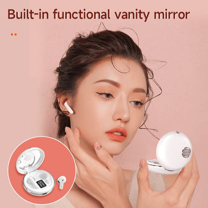 HXSJ Air-S28 TWS Bluetooth 5.3 True Wireless HiFi Stereo Make-up Mirror Earphones with Charging Case (Pink) - TWS Earphone by HXSJ | Online Shopping UK | buy2fix