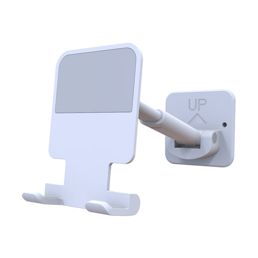 CCT11 Wall Paste Mobile Phone Bracket Foldable Lift Bathroom Kitchen Wall Bracket (White) - Hand-Sticking Bracket by buy2fix | Online Shopping UK | buy2fix