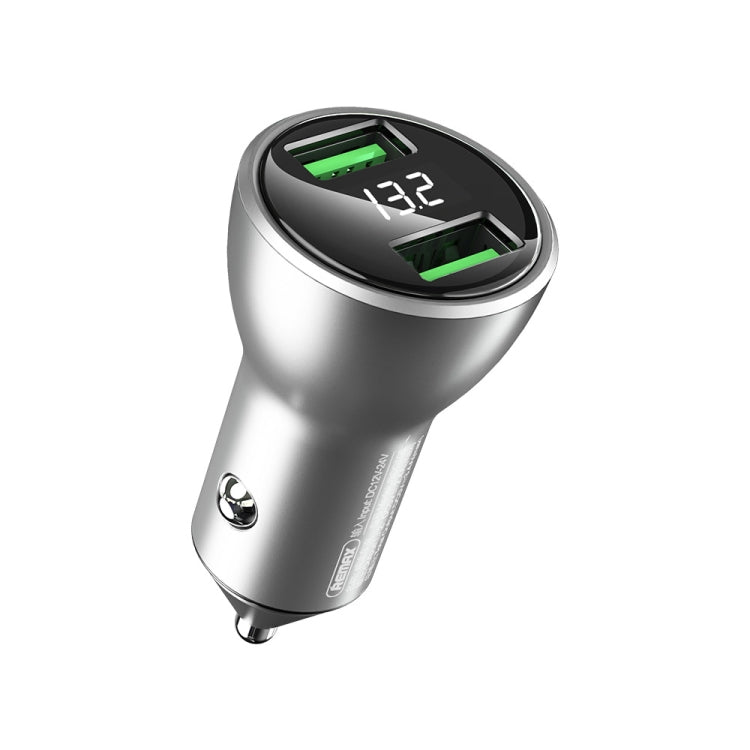 REMAX RCC106 Vitor Series 3.4A Dual USB Interface Car Charger with Digital Display(Silver) - Car Charger by REMAX | Online Shopping UK | buy2fix