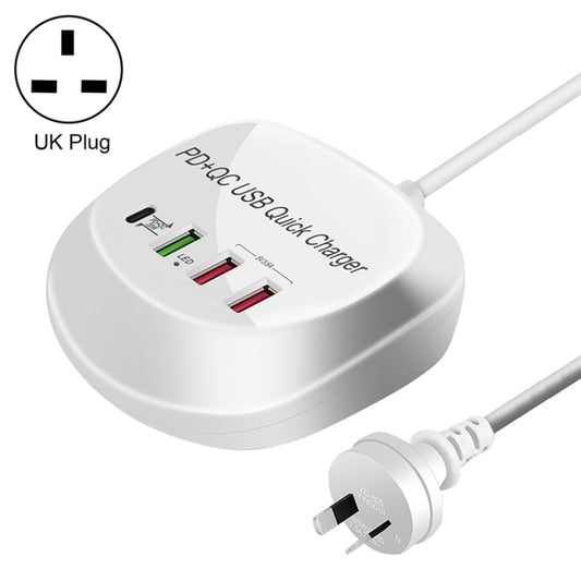 WLX-T3P 4 In 1 PD + QC Multi-function Smart Fast Charging USB Charger(UK Plug) - Multifunction Charger by buy2fix | Online Shopping UK | buy2fix